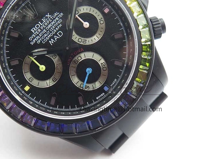 Crystal Bracelet on A7750 Black Edition Rainbow PVD Blaken Best Bezel Dial VR PVD Daytona V2 1226